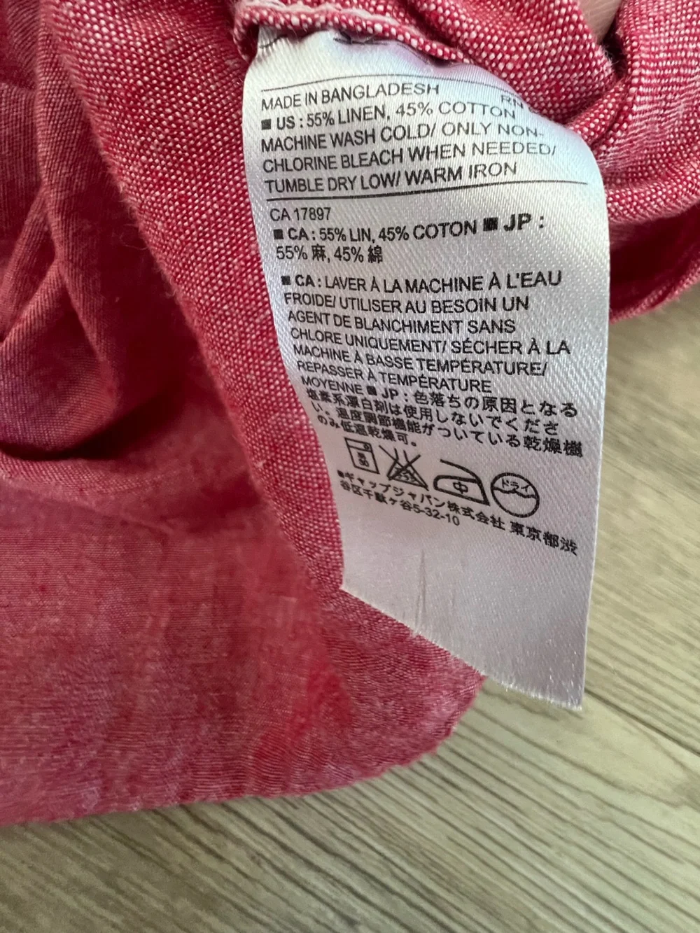 Banana Republic Linen Button Down Shirt Long Sleeve Pink Red Mens large